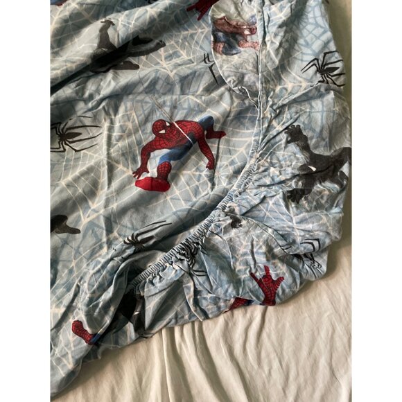 Marvel Spiderman Twin Sheet Set 2 Piece 60% Cotton 40% Polyester Blue & Red Web - Picture 3 of 11